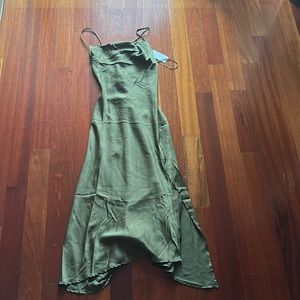 Olive green Astr the Label satin dress. Never worn. New with tags.